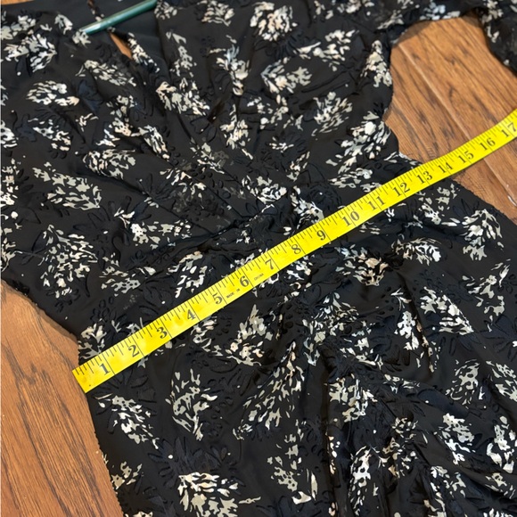 ASTR The Label Floral Burnout Ruched Mesh Midi Dress Black Ivory — Size Small - Picture 10 of 14